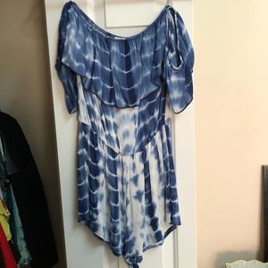 Vestique off the shoulder tie dye romper